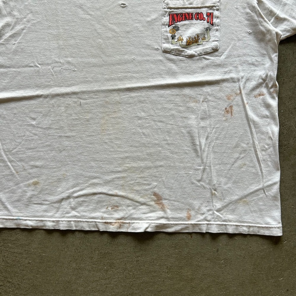 Vintage 90s Disney Goofy Engine Co 71 Shirt Size Large White Firefighter Thrash - Picture 5 of 7